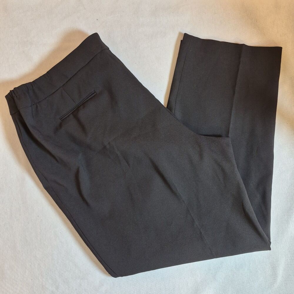 Anne Klein Women's 22W Dress Pants Black Stretch Straight Leg Side Elastic